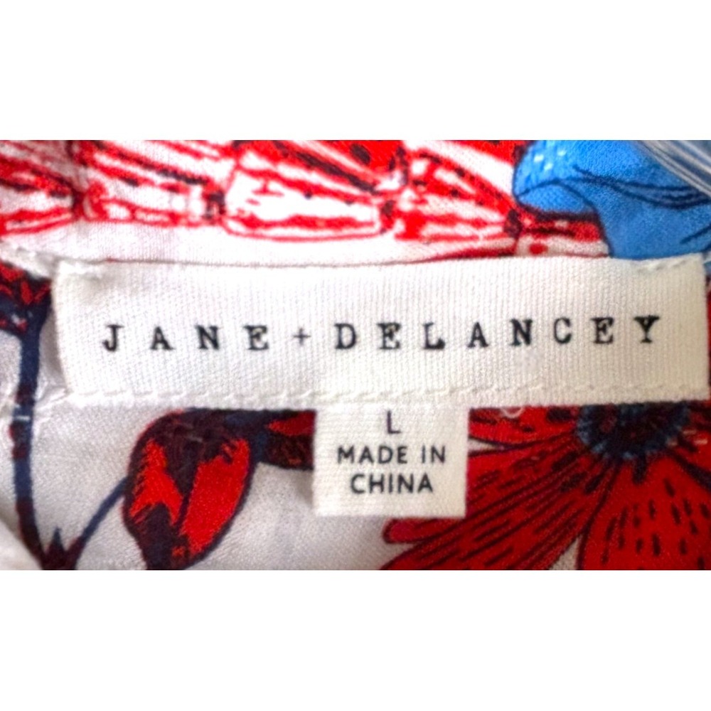 Jane Delancy Textured Floral Blouse L‎ Lightweight Coastal Chic Tropical Beach - Picture 3 of 7